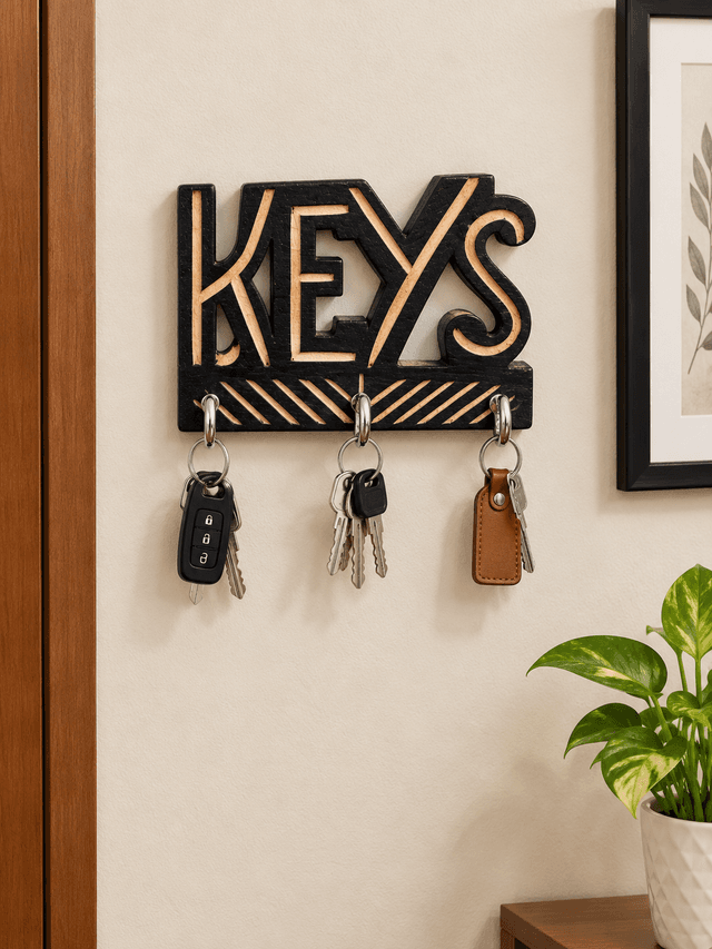 Wooden Key Holder With 3 Hook