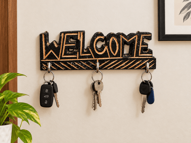 Wooden Key Holder With 3 Hook