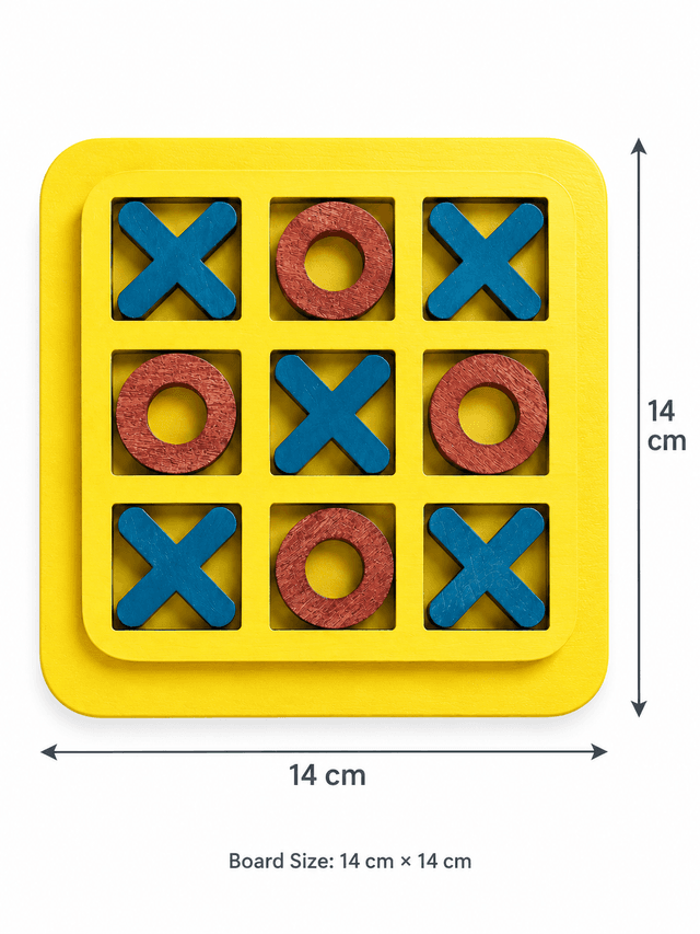 Wooden Tic Tac Toe Game for Kids and Adults, Classic X and O Board Game